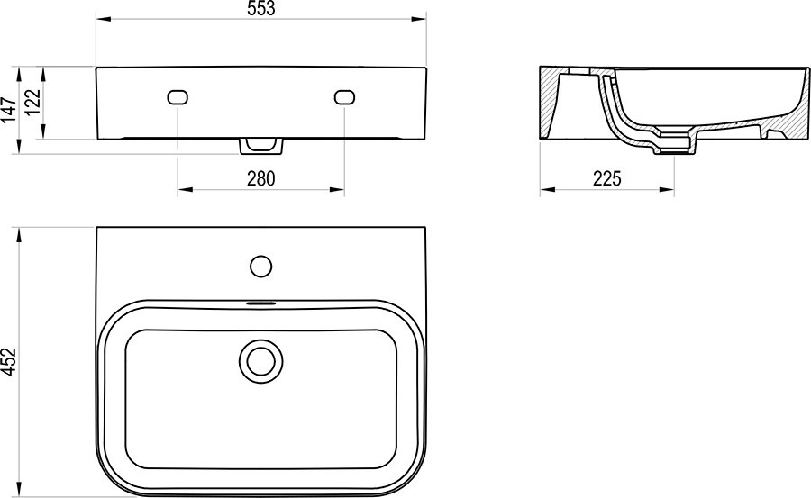 Умивальники Ceramic Slim Wall R