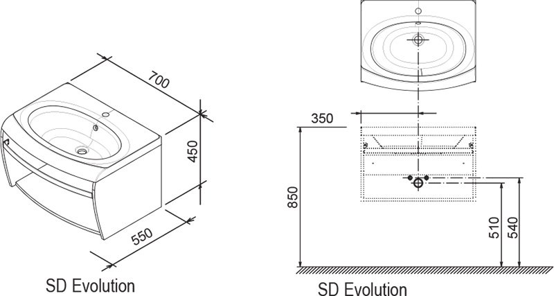 Шафка під умивальник SD Evolution з тримачем для рушників