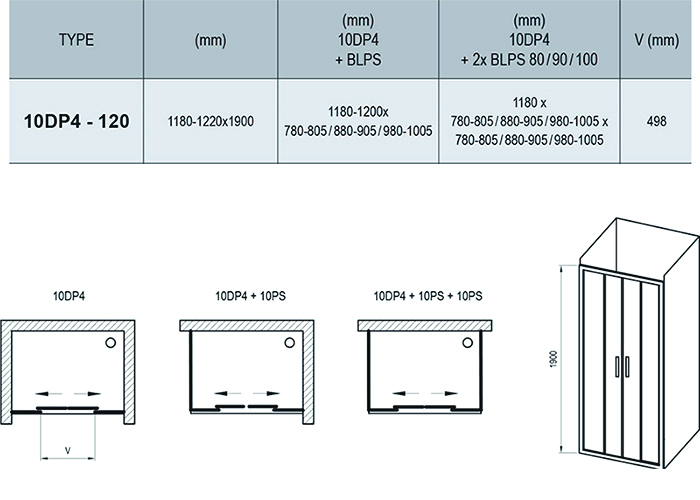 Душові двері 10° 10DP4