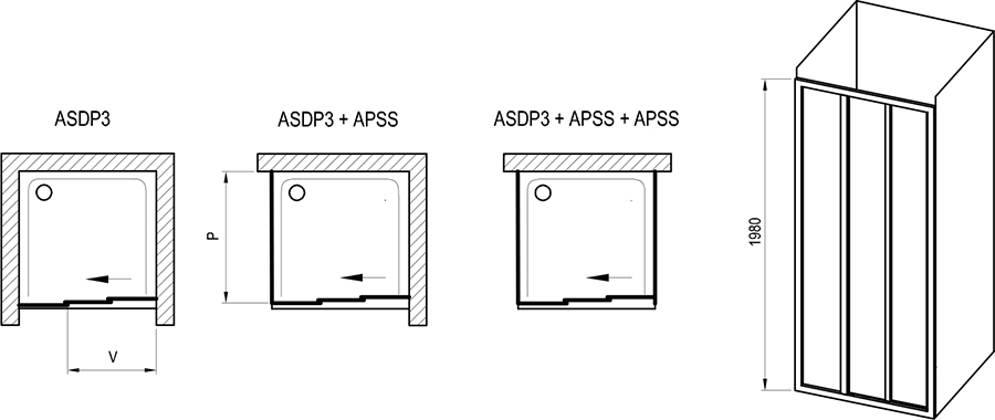 Душові двері Supernova ASDP3