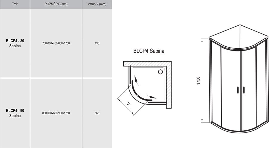 Душевой уголок BLCP4 Sabina