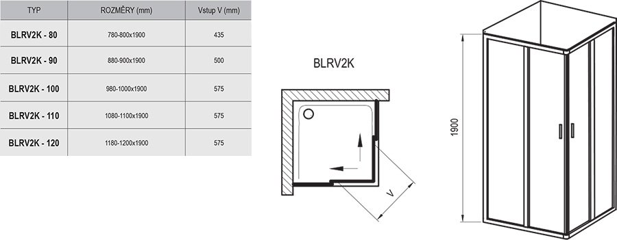 Dušo kabina Blix BLRV2K+BLRV2K