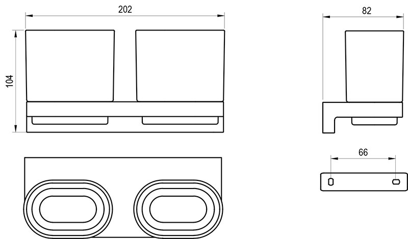 Тримач з двома склянками д/зубних щіток Chrome II