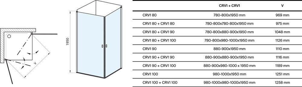 Душевой уголок Chrome CRV1 + CRV1
