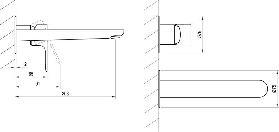 Paslėptas Eleganta EL 019.00 praustuvo maišytuvas, skirtas montuoti su R-box