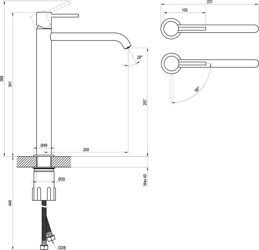 Maišytuvas Espirit 340 mm su BeCool funkcija