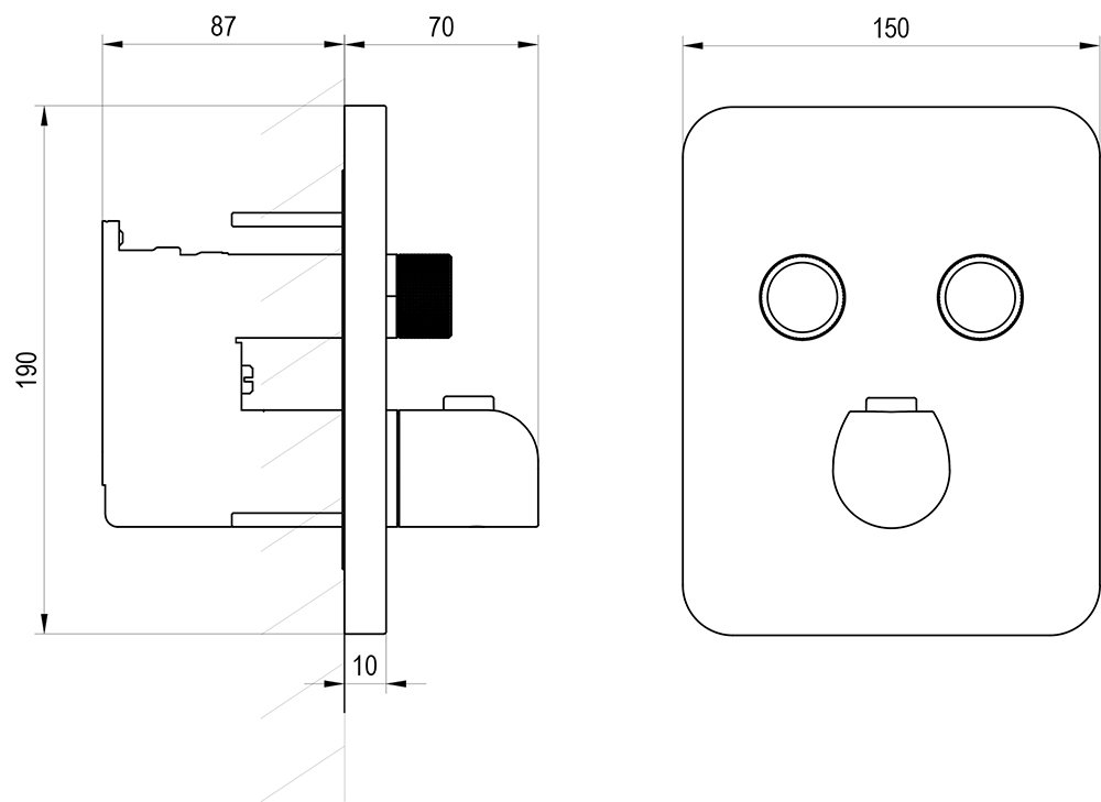 Термостатичний змішувач прихованого монтажу Flat з перемикачем, для R-box FL 063.00