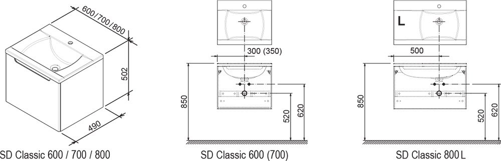 Шафка під умивальник SD Classic 700