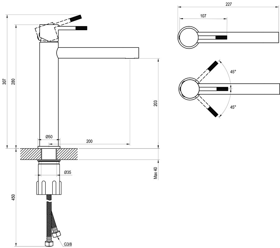 Змішувач для умивальника Nox NX 015.00
