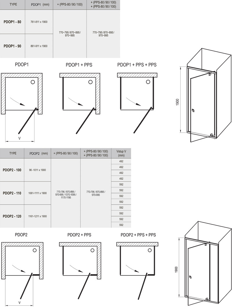 Душова кабіна Pivot PDOP1/PDOP2 + PPS