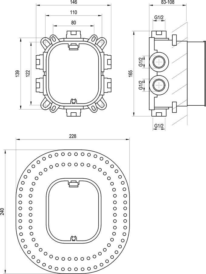 R-box Vari, для змішувачів прихованого монтажу