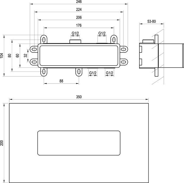 R-box Horizontal, pagrindinis paslėpto maišytuvo korpusas