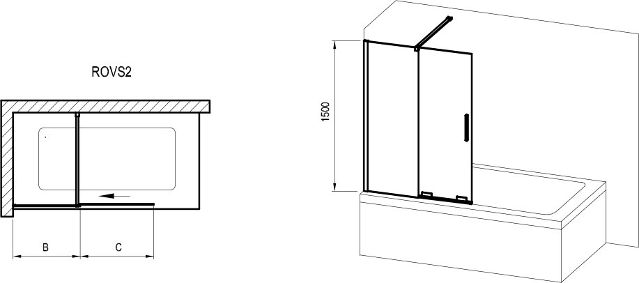 Штора для ванн ROVS2