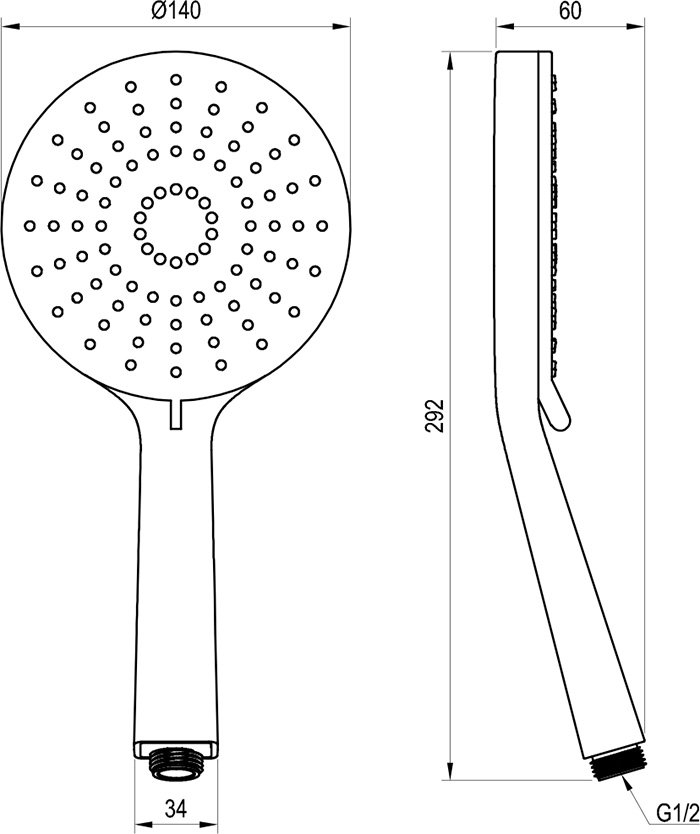 Dušo galvutė Flat XXL