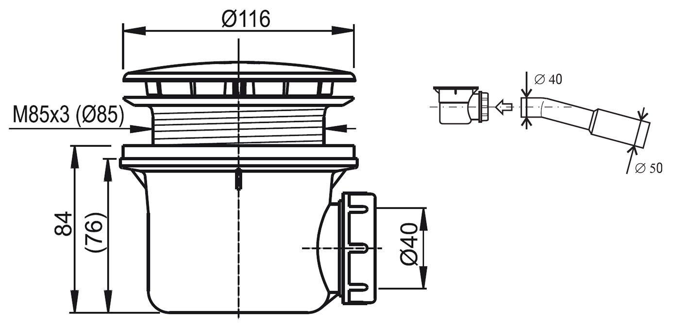 Сифон для піддонів RAVAK Standard 90