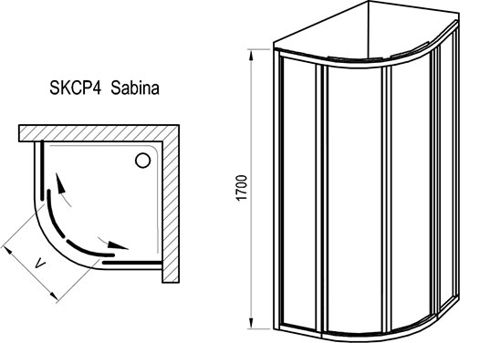 Полукруглый душевой уголок укороченный Supernova SKCP4 Sabina