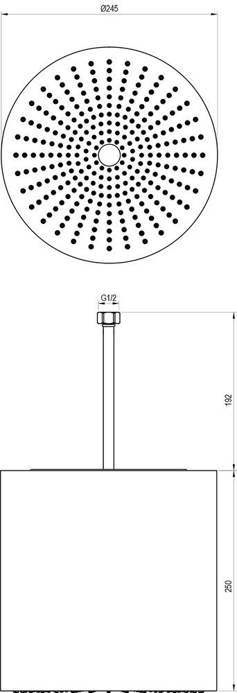Стельовий верхній душ, циліндр