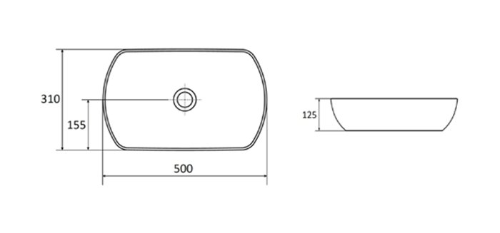 Керамический умывальник UNI 500 O&nbsp;SLIM