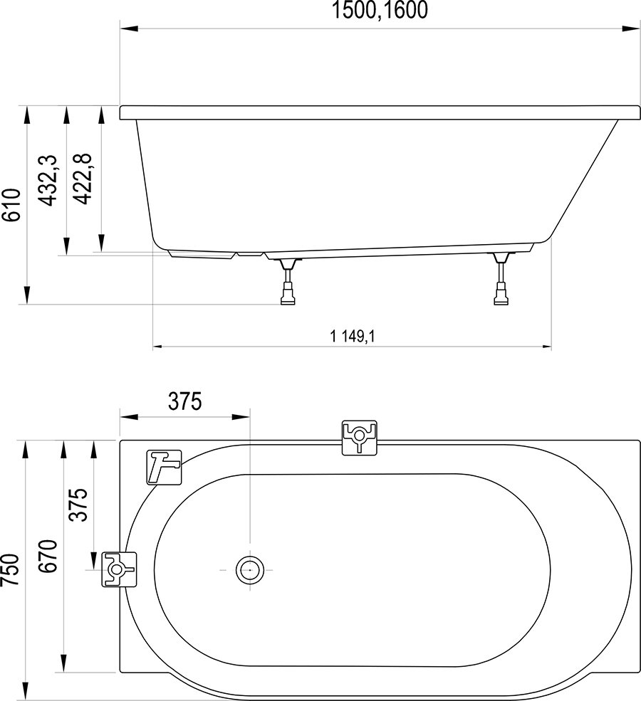 Ванна ARC Л/П