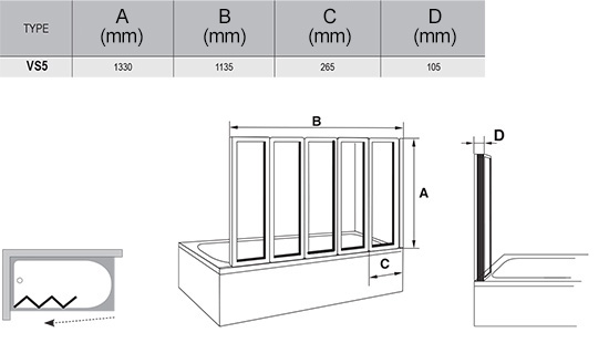 Штора для ванн VS5
