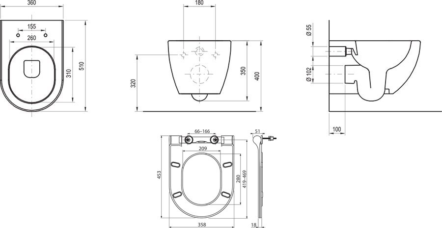 WC Uni Chrome RimOff наборі, включно з сидінням SoftClose